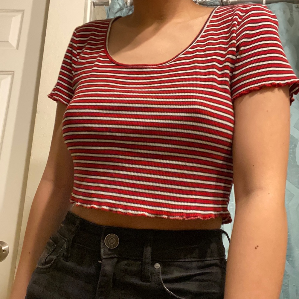 Red and White Striped Tee